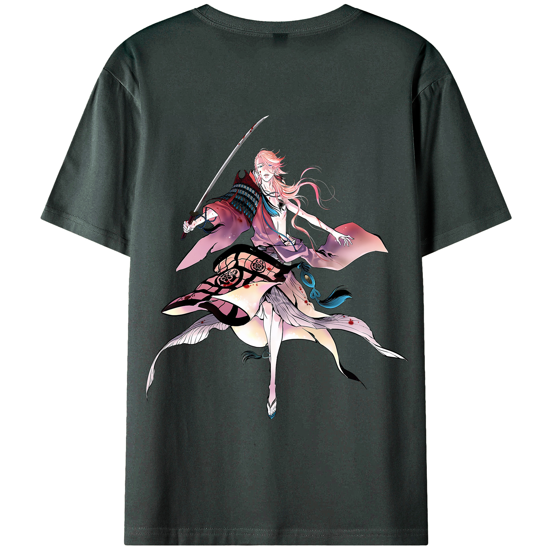 （画像用） 刀剣乱舞 Touken Ranbu 綿100％ メンズ半袖Tシャツ（バックプリント） 通気性